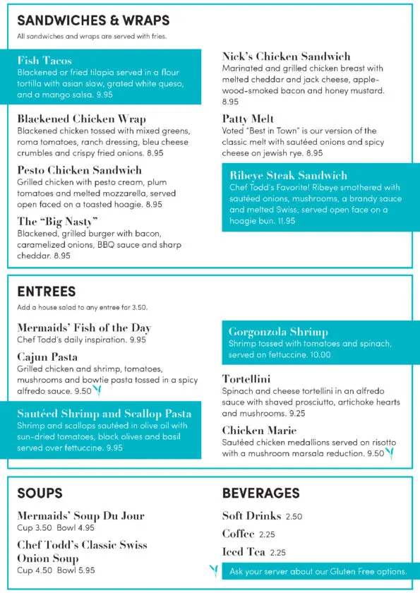 Mermaids Seafood Restaurant Brunch Menu