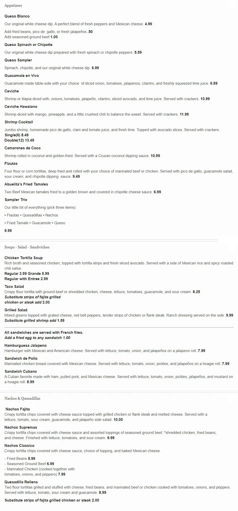 Mojitos Modern Mexican Grill Menu - Rogers-1