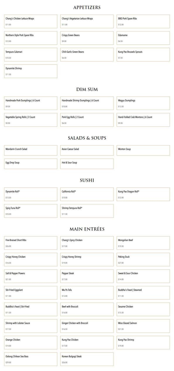 P.F. Chang's Menu with Prices - Rogers Arkansas