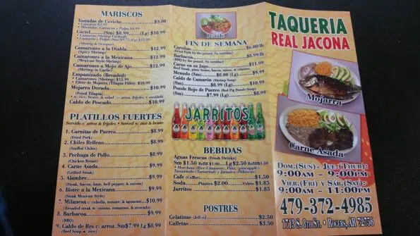 Taqueria Real Jacona Menu