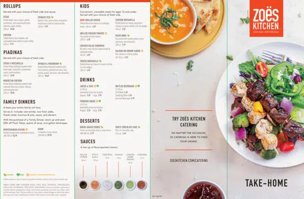 Zoës Kitchen - Rogers Arkansas Menu