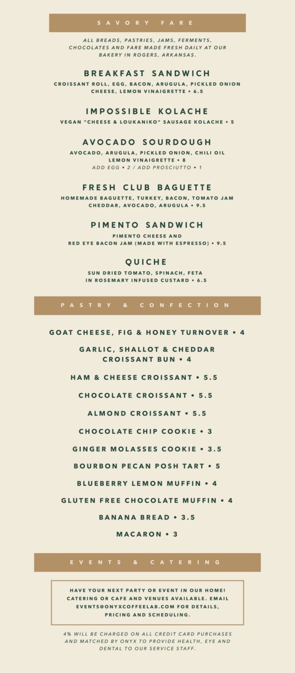 Onyx Coffee Lab - Menu