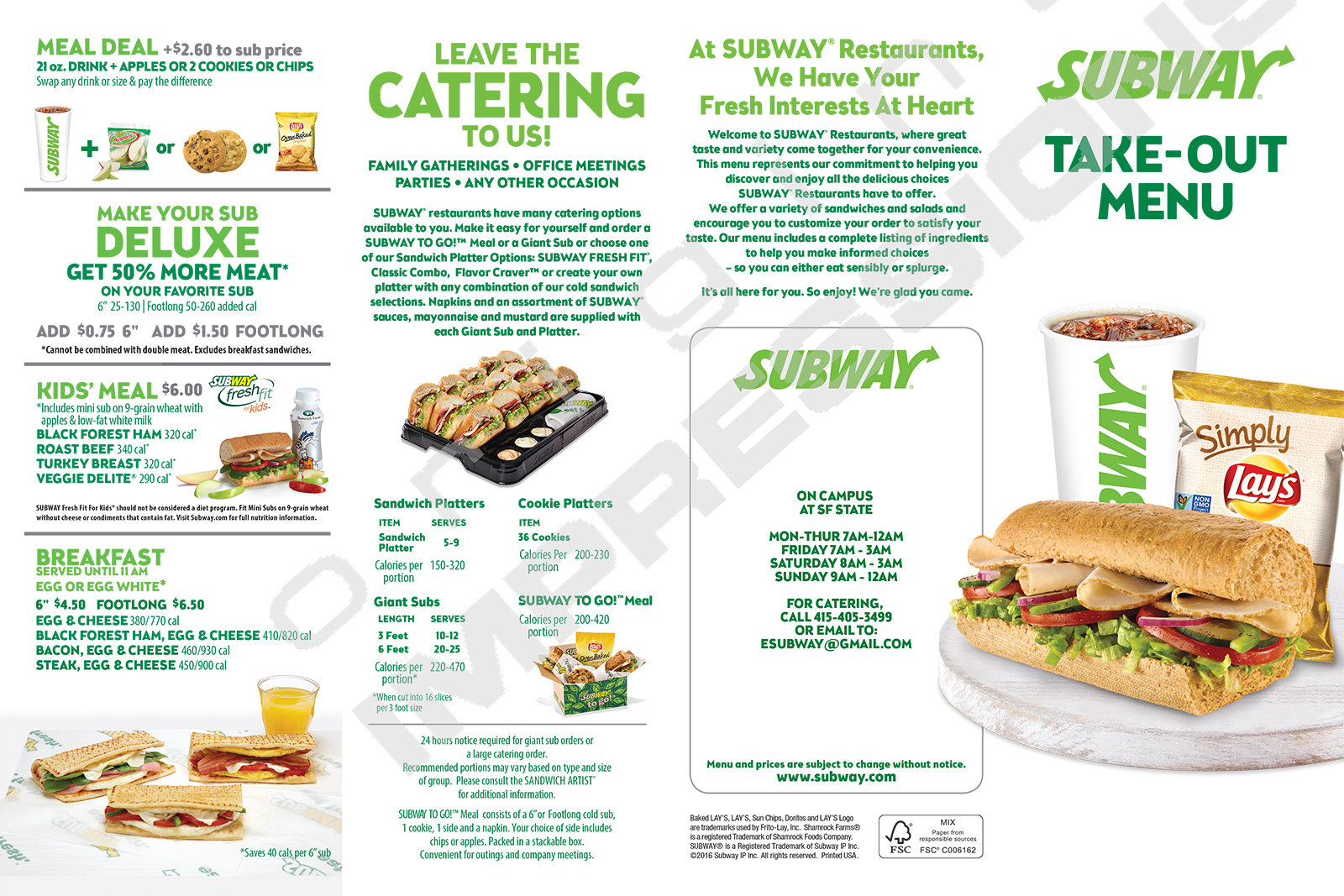 Subway Printable Menu Pdf 2024