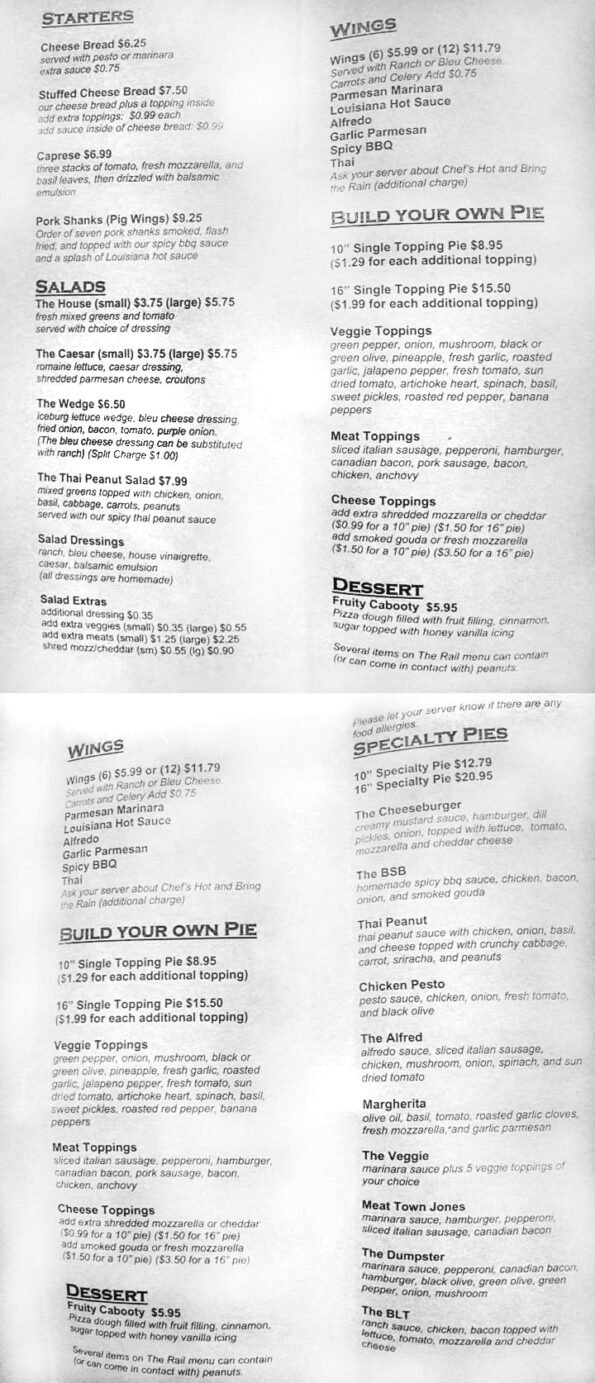 The Rail Menu Rogers