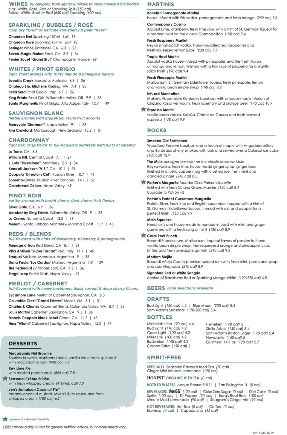 Bonefish Grill Menu