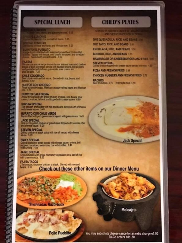 El Pueblito Mexican Restaurant Menu