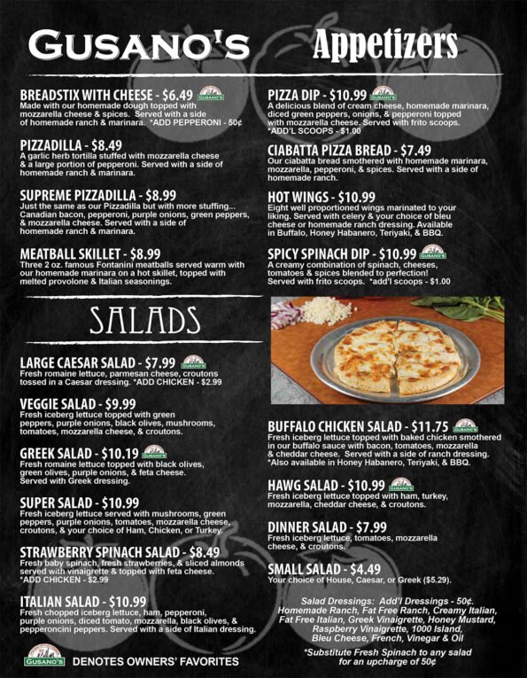 Gusano's Chicago-Style Pizzeria - Menu