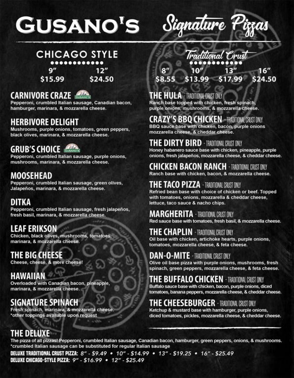 Gusano's Chicago-Style Pizzeria - Menu