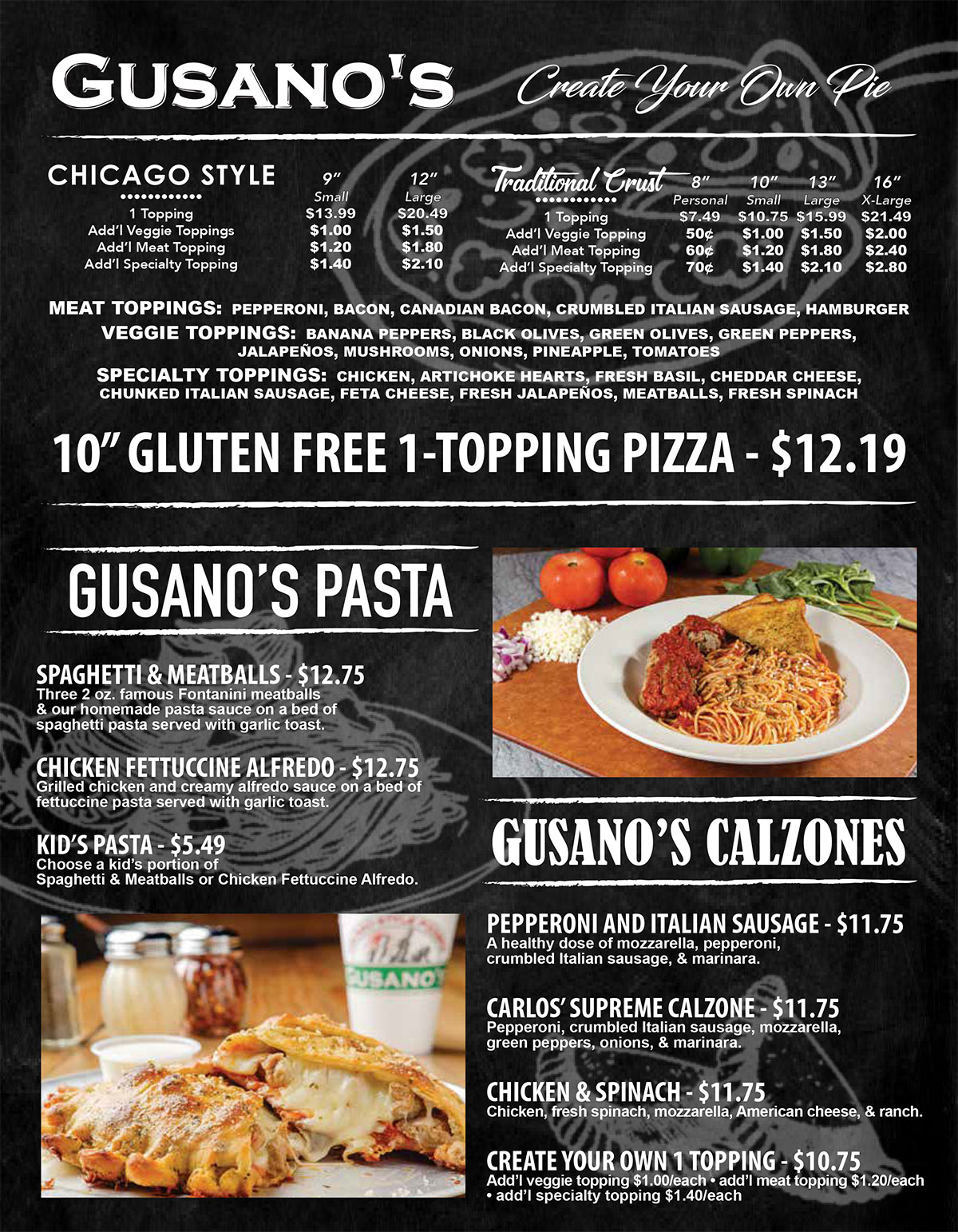 Gusano's Chicago-Style Pizzeria - Menu
