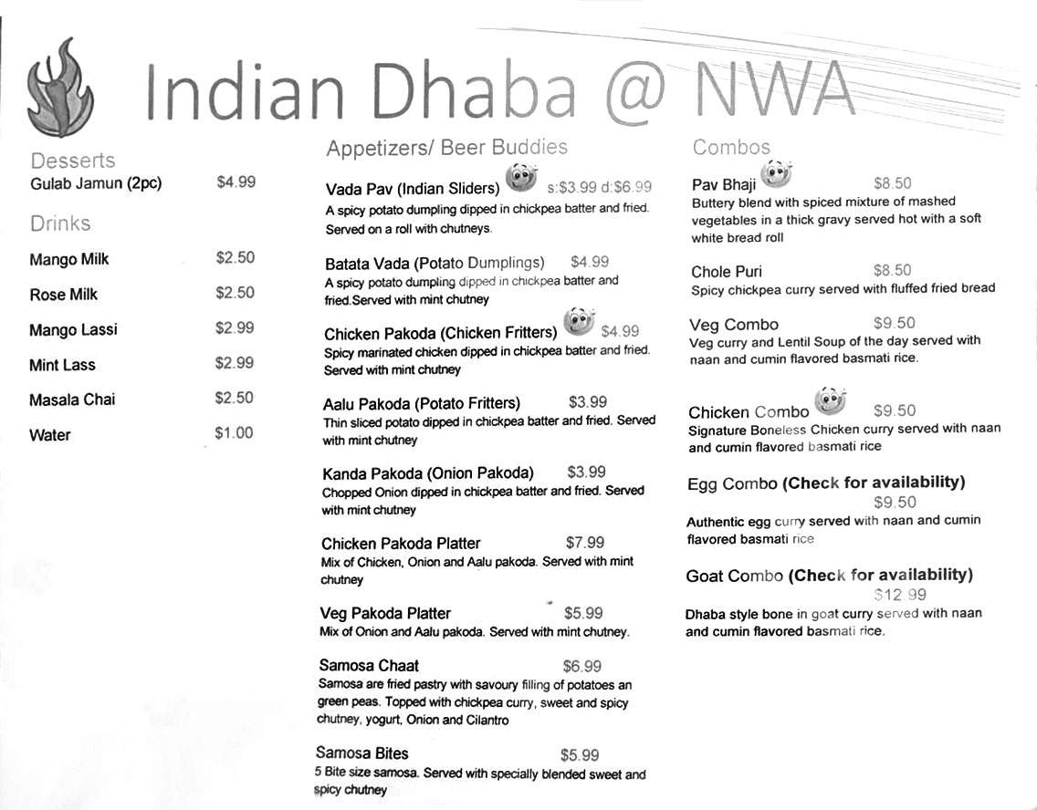 Indian Dhaba @ NWA Food-Truck - Menu