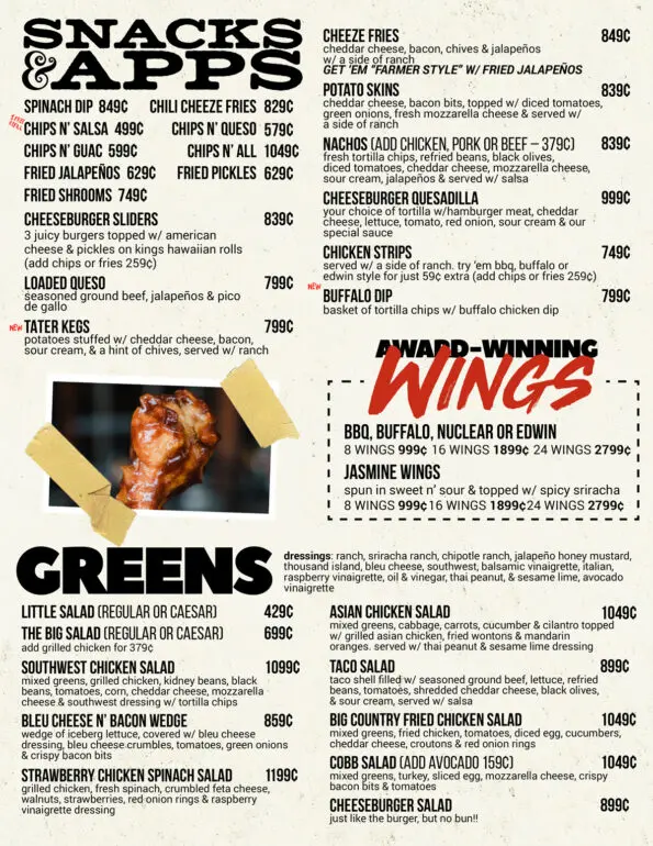 JJ's Grill Menu