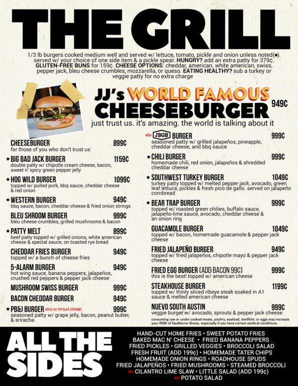 JJ's Grill Menu