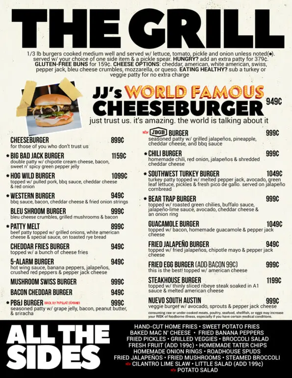 JJ's Grill Menu