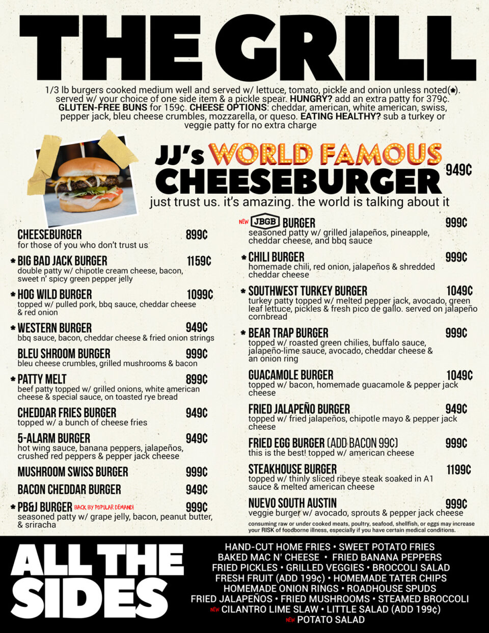 JJ's Grill Menu