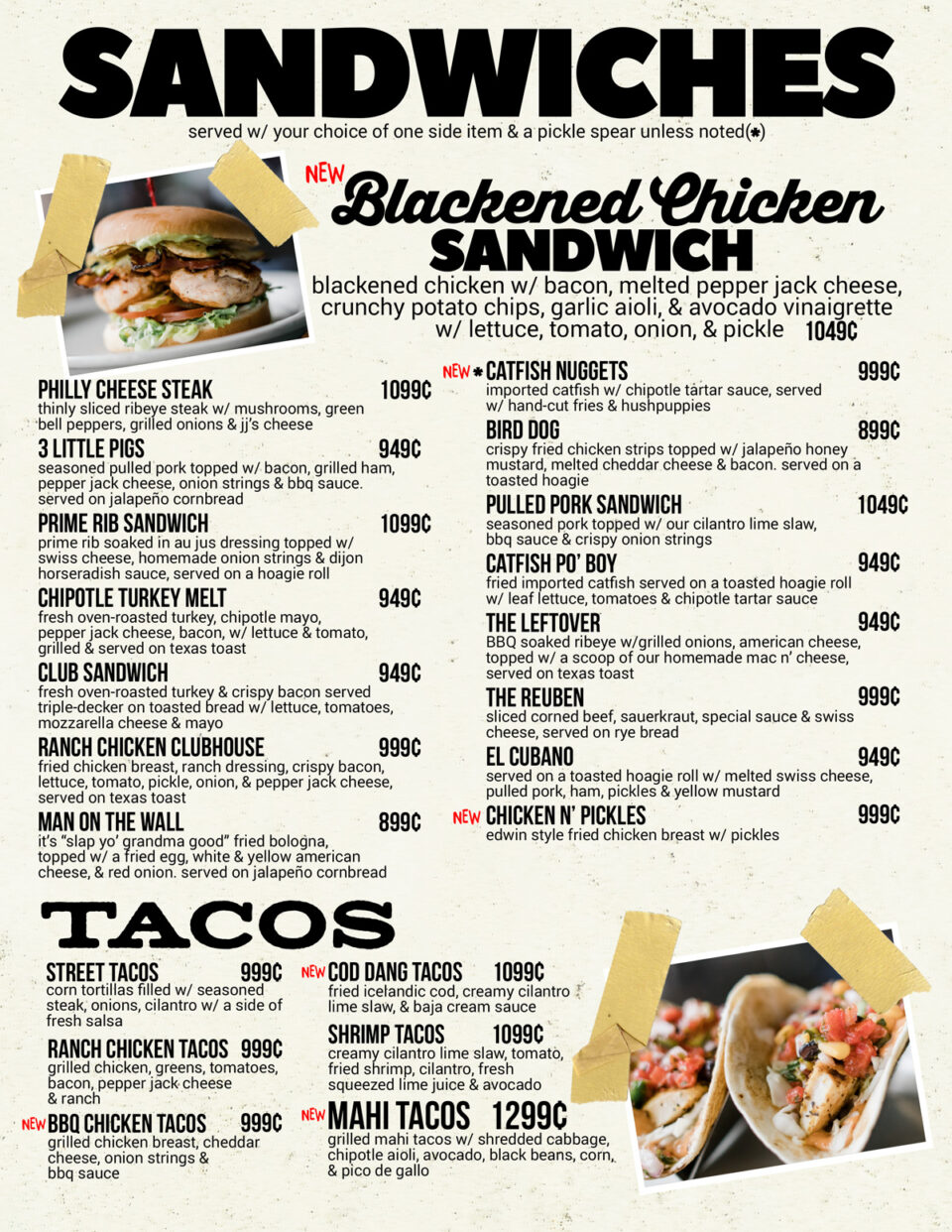 JJ's Grill Menu