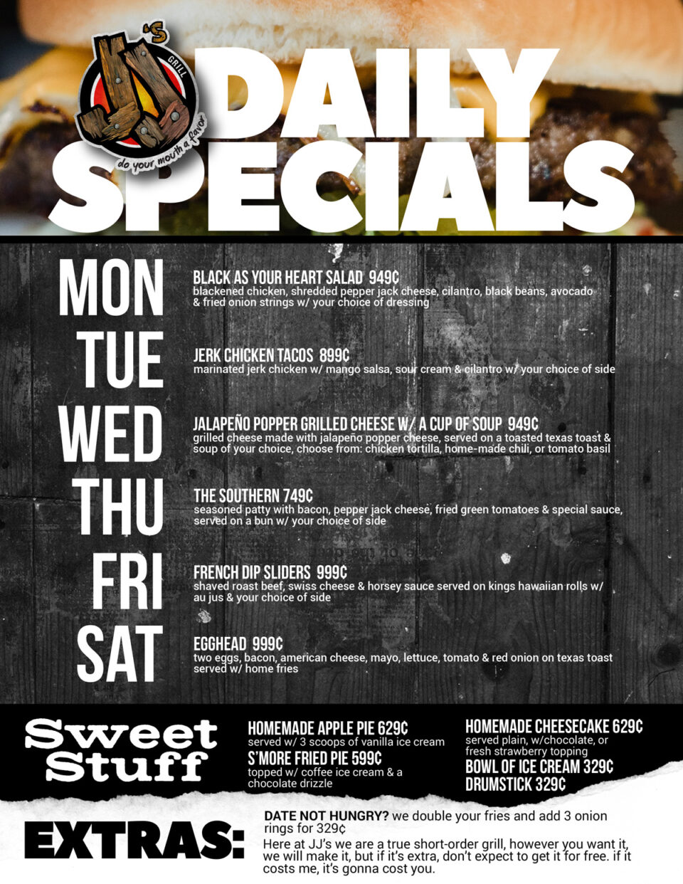 JJ's Grill Menu