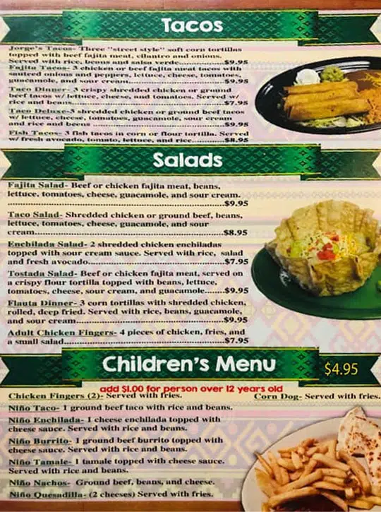 La Familia Tex Mex - Menu