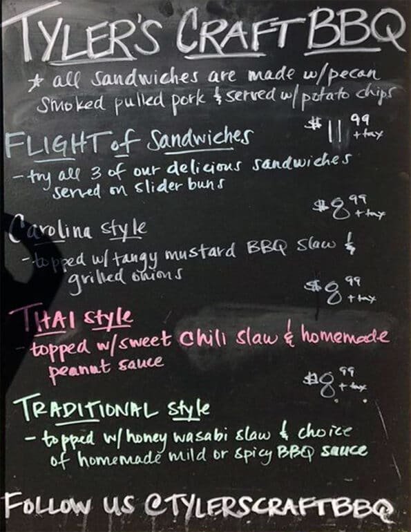 Tyler's Craft BBQ - Menu
