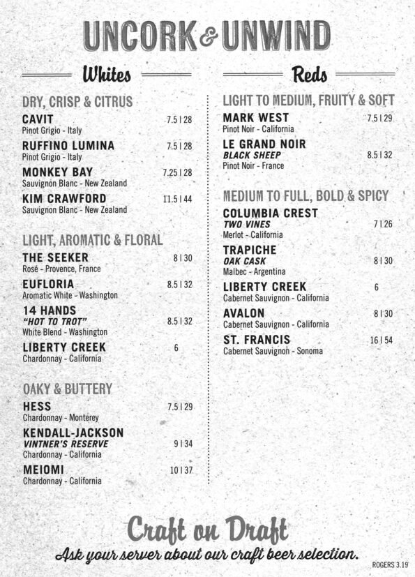 Fish City Grill Rogers Drink Menu