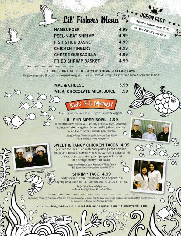 Fish City Grill Rogers Kids Menu