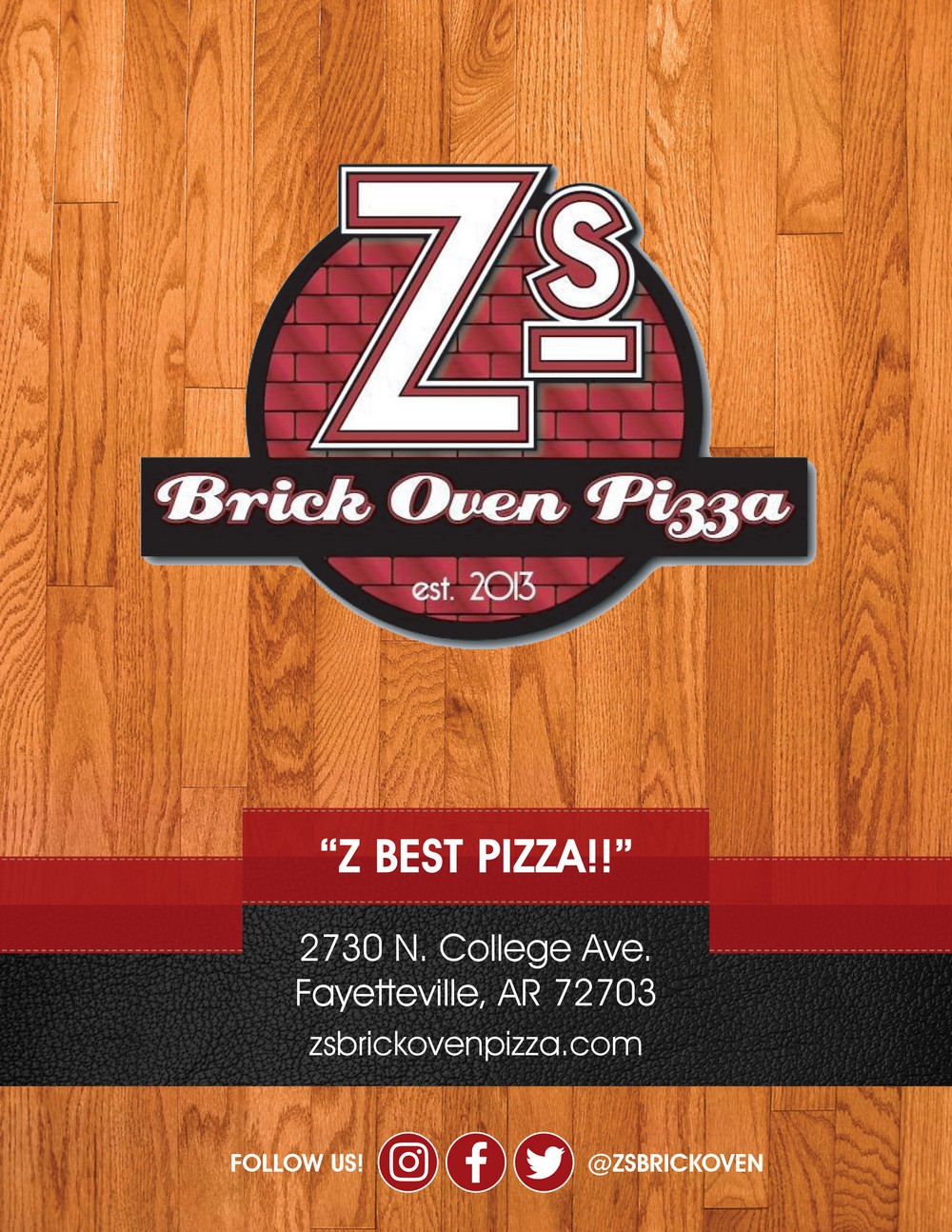 Z's Brick Oven Pizza Menu