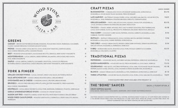 Wood Stone Craft Pizza + Bar Fayetteville Menu