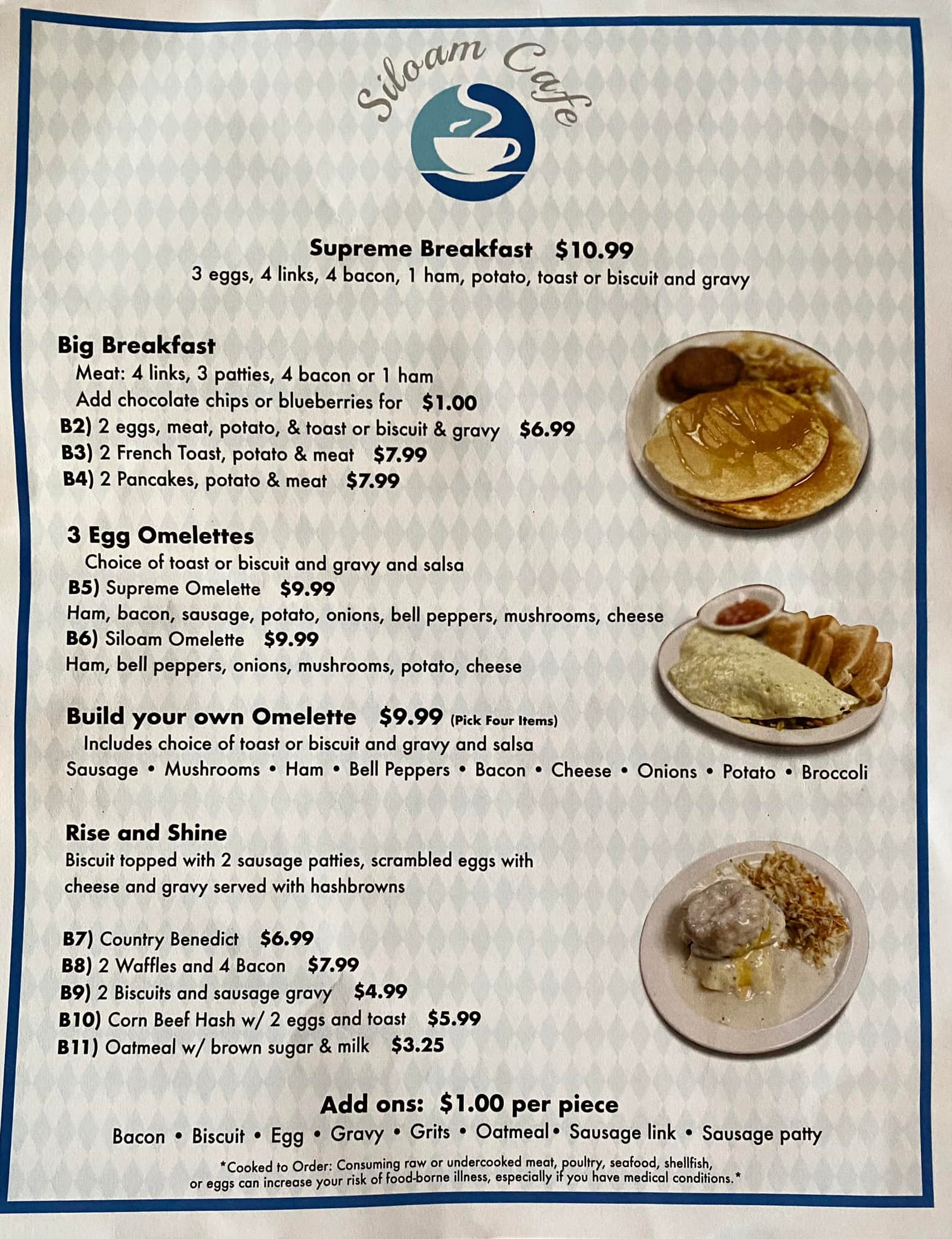 Siloam Cafe - Menu with Prices