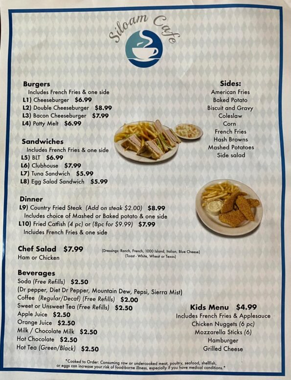 Siloam Cafe - Menu with Prices
