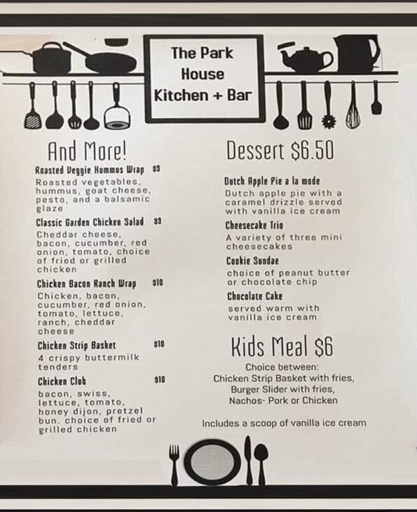 The Park House Kitchen + Bar Menu Siloam Springs