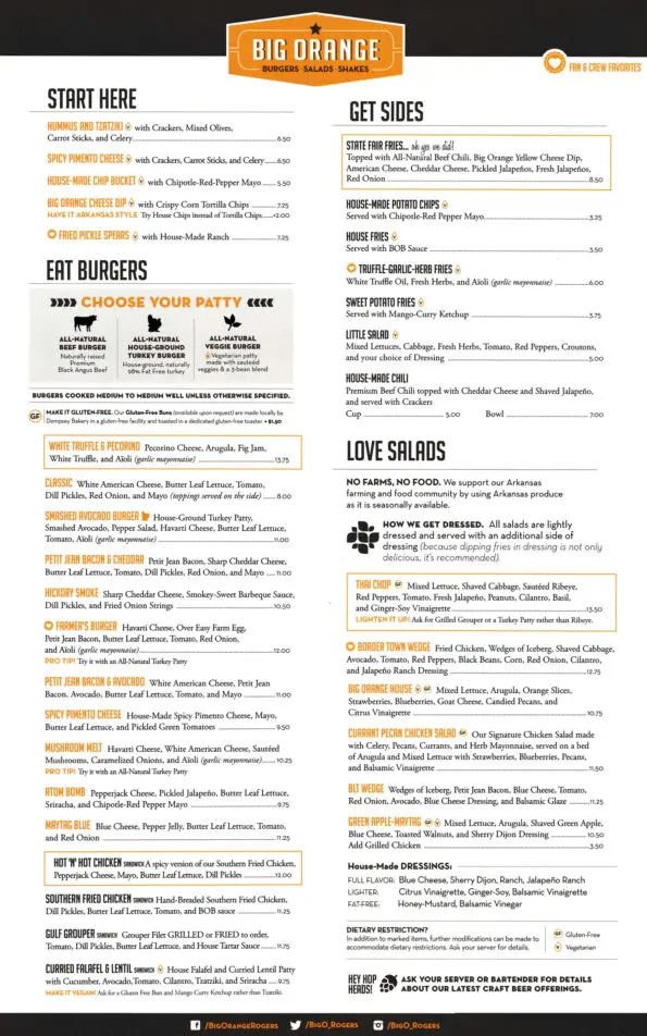 Big Orange Rogers Menu