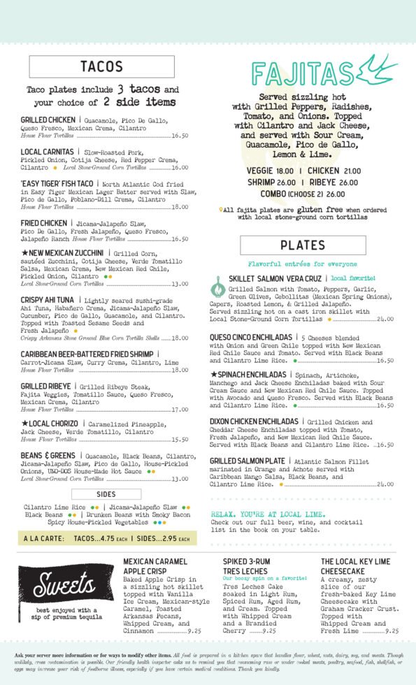 Local Lime - Rogers Arkansas - Food Menu