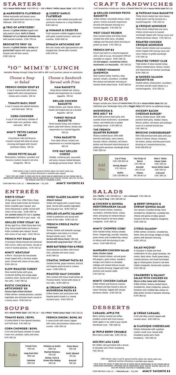 Mimi's Cafe Rogers Menu