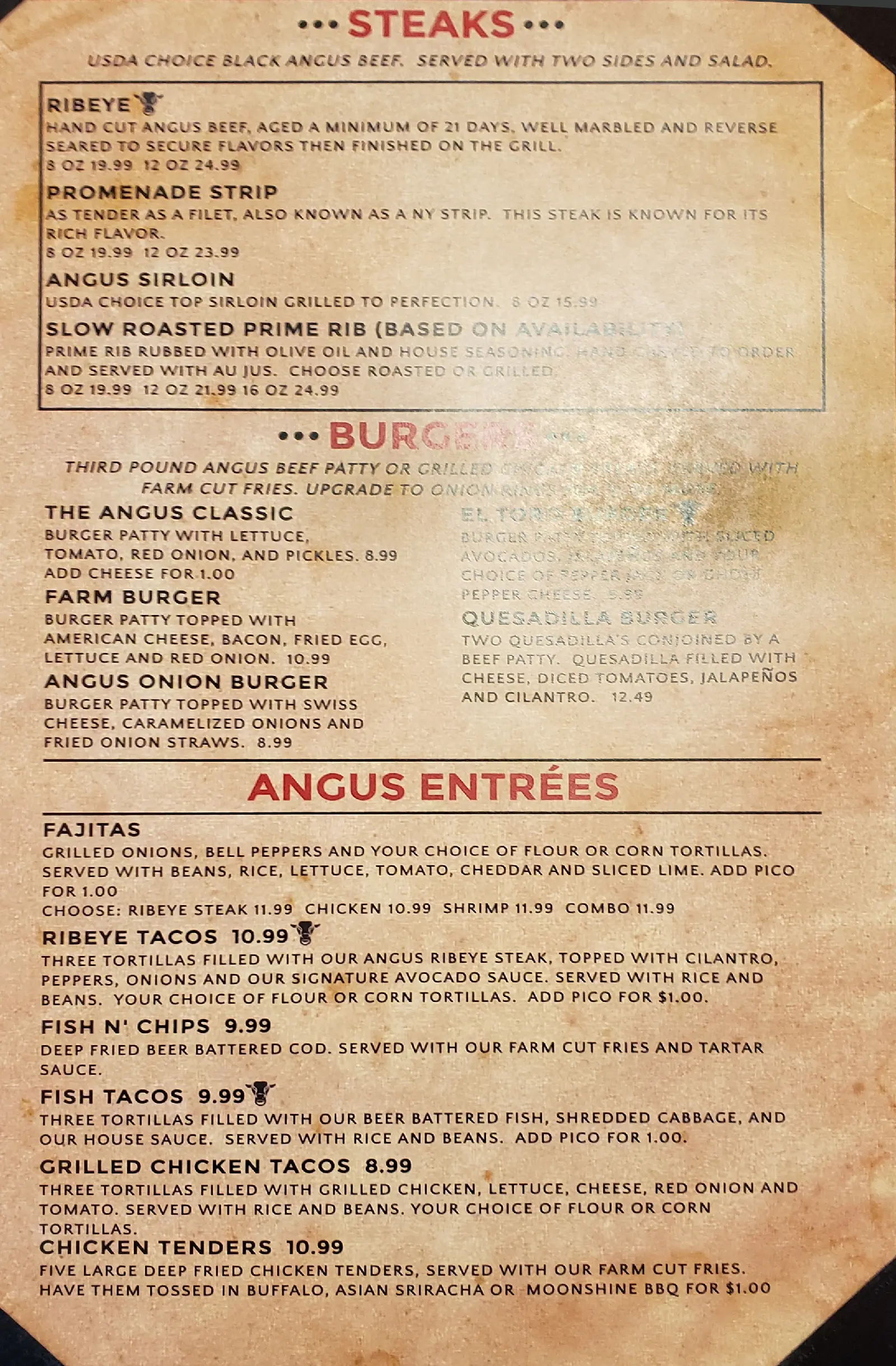 Angus Grill & Cantina Restaurant Full Menu Angus Grill & Cantina Restaurant Full Menu