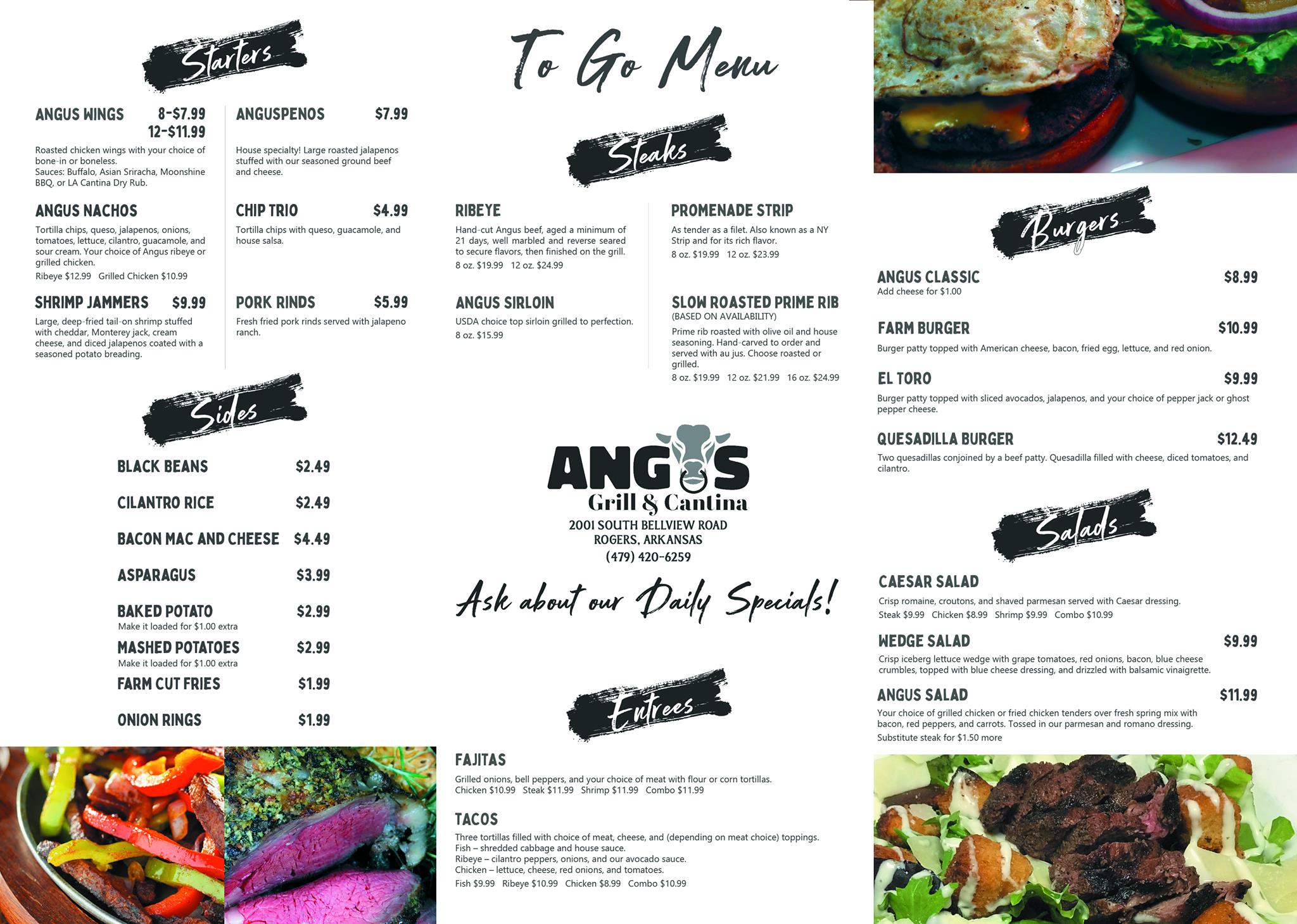 Angus Grill & Cantina Restaurant ToGo Menu