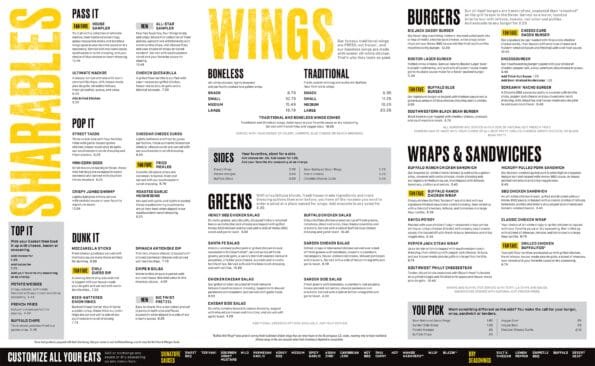 Buffalo Wild Wings Menu With Prices