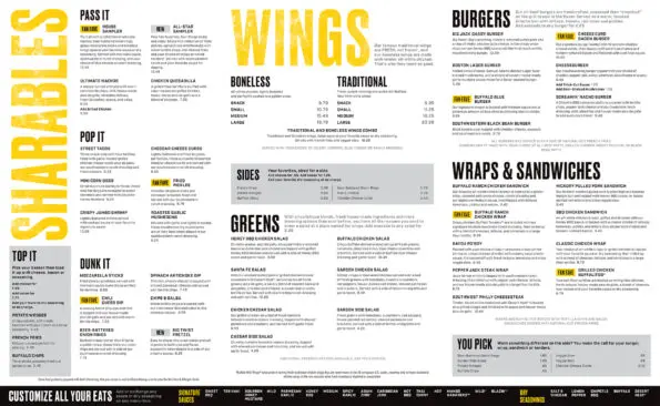 Buffalo Wild Wings Menu With Prices