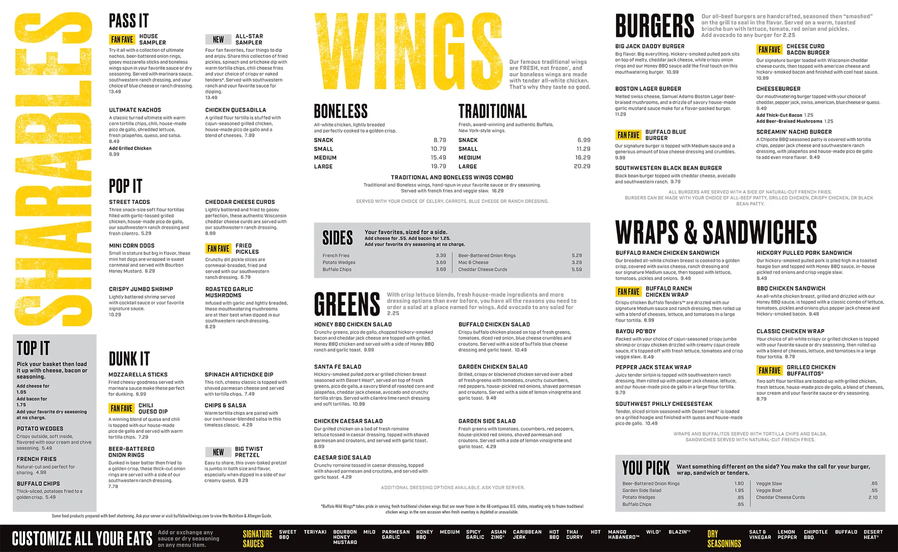 Buffalo Wild Wings Menu With Prices