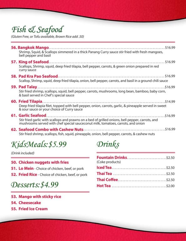 Thai Basil Bentonville Dinner Menu