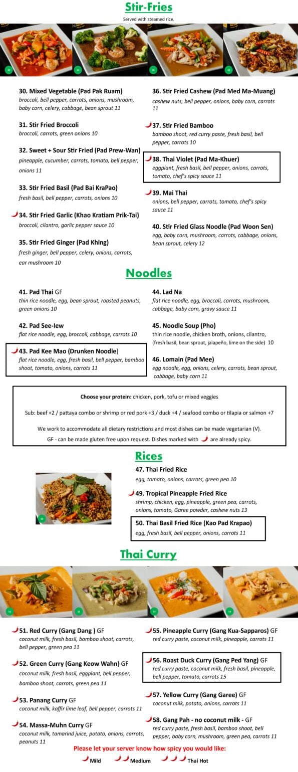 Pattaya Thai and Sushi Online Menu