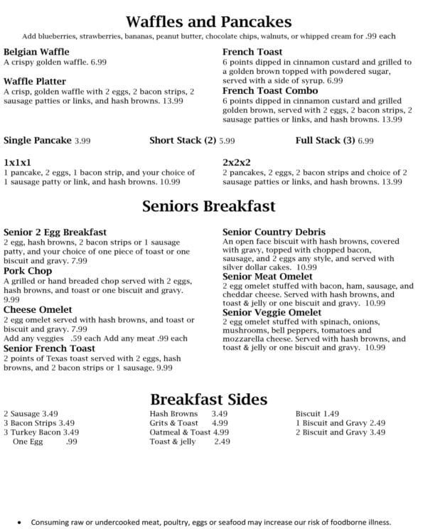 Cafe USA - Bella Vista - Menu