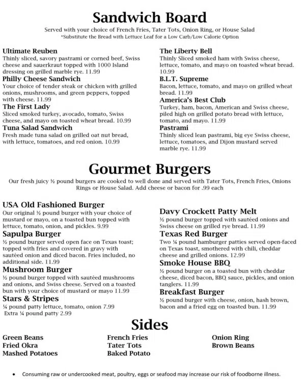 Cafe USA - Bella Vista - Menu