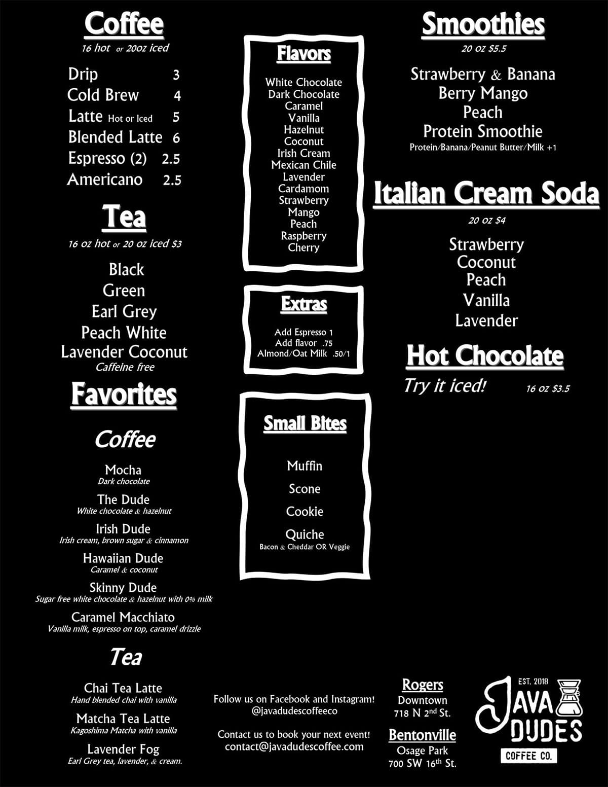 Java Dudes Coffee Co - Food Truck Menu with Prices