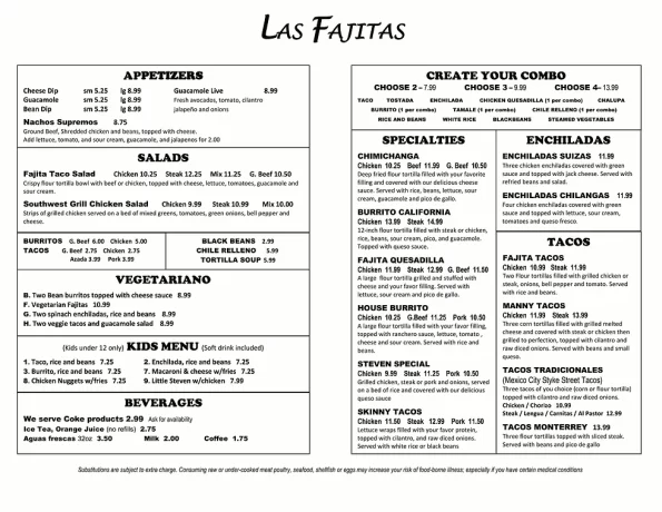 Las Fajitas Bella Vista - Menu