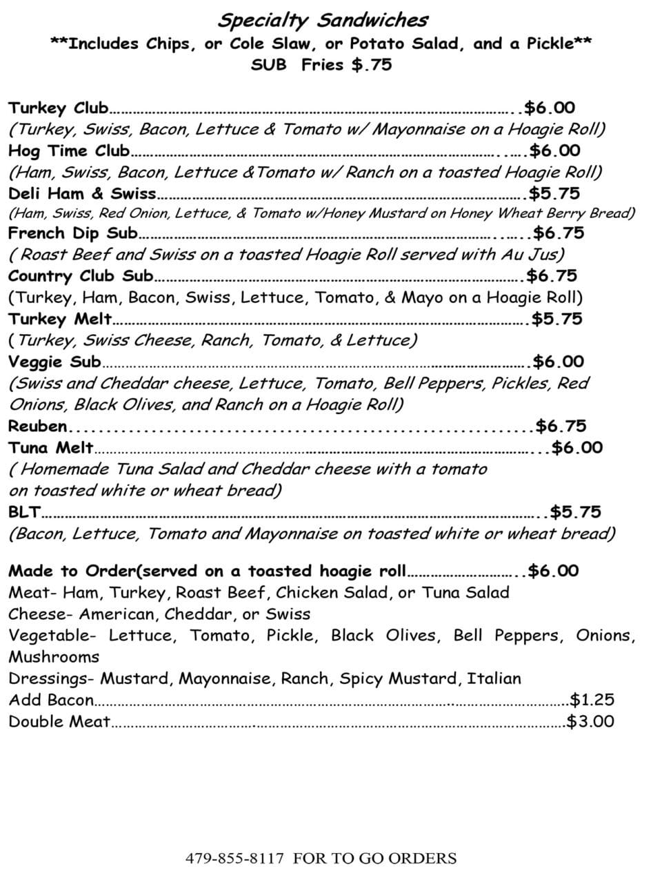 Papa-Mike's - Bella Vista - Menu