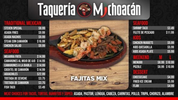 Taqueria Michoacan - 8th St Location Menu 2