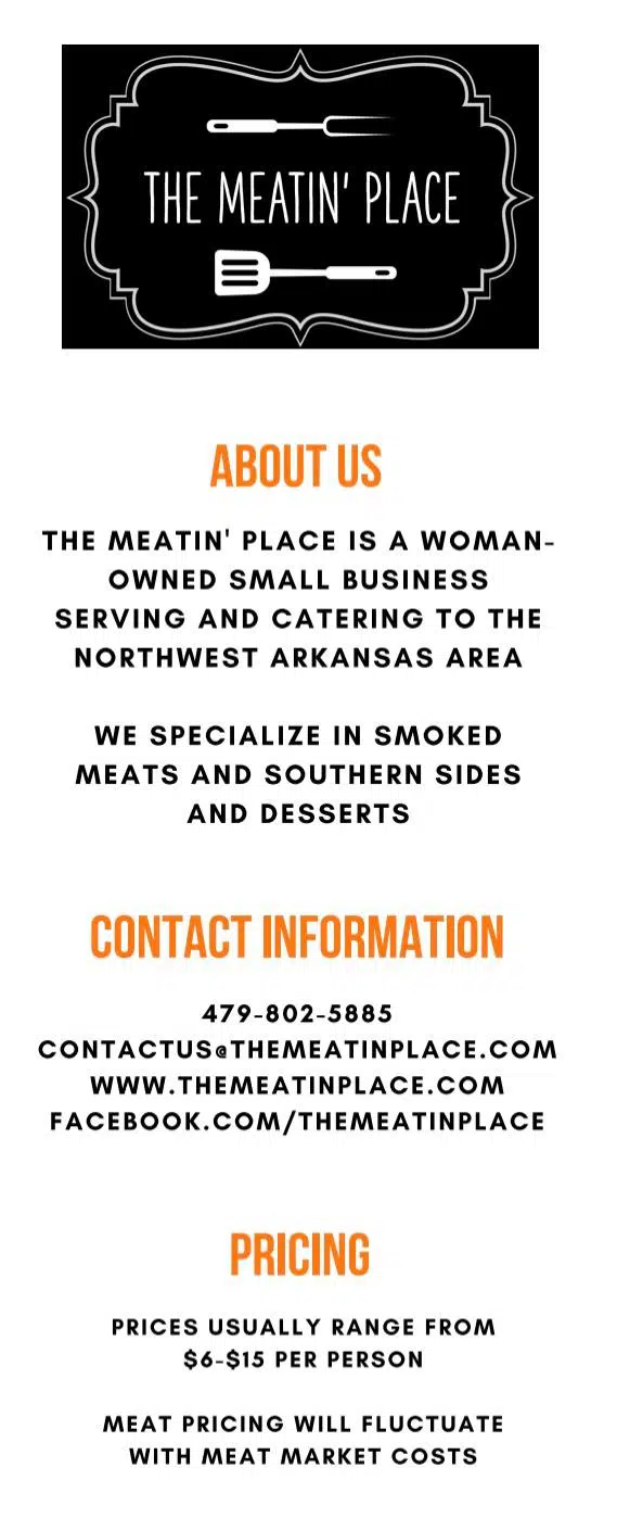 The Meatin’ Place Catering Menu
