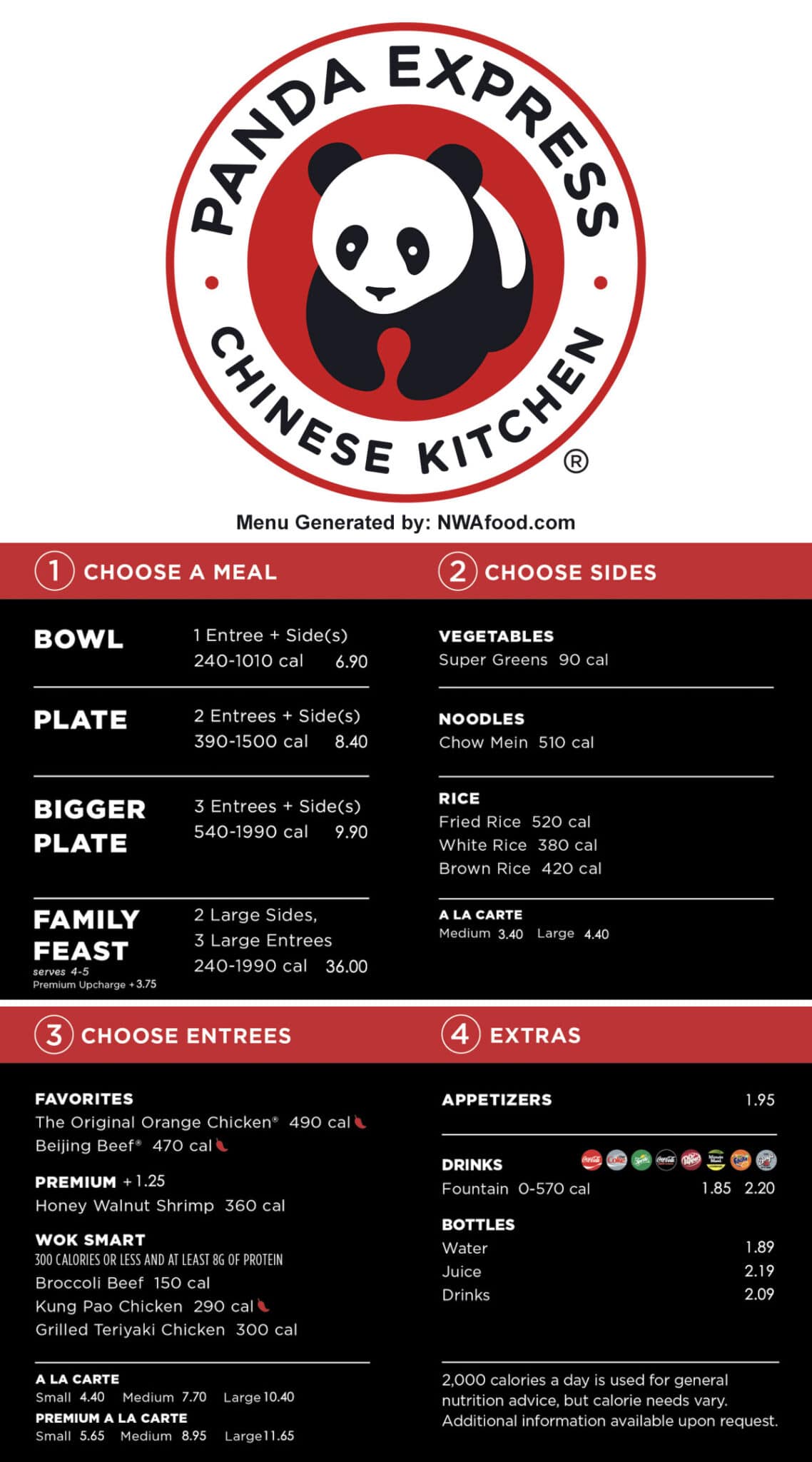 panda express menu catering