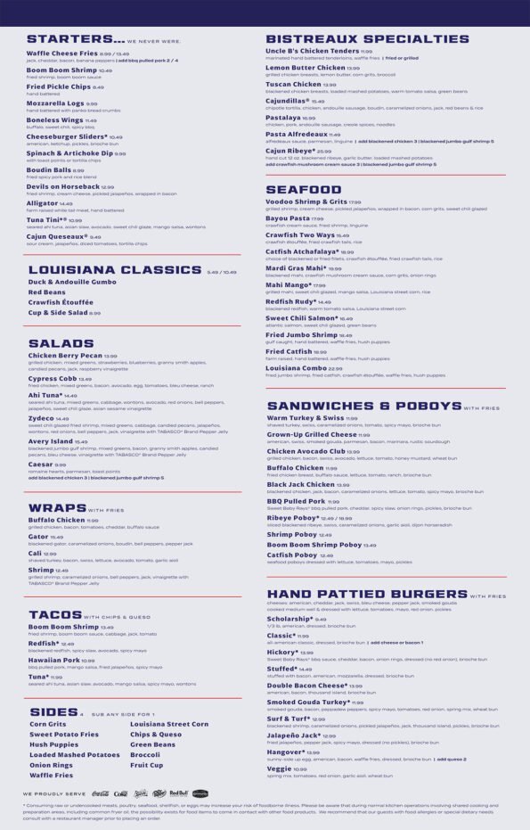 Walk-On's Sports Bistreaux Menu