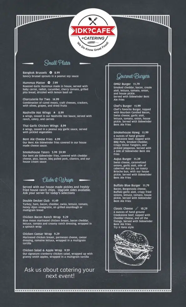 IDK? CAFE + Catering - Menu with Prices
