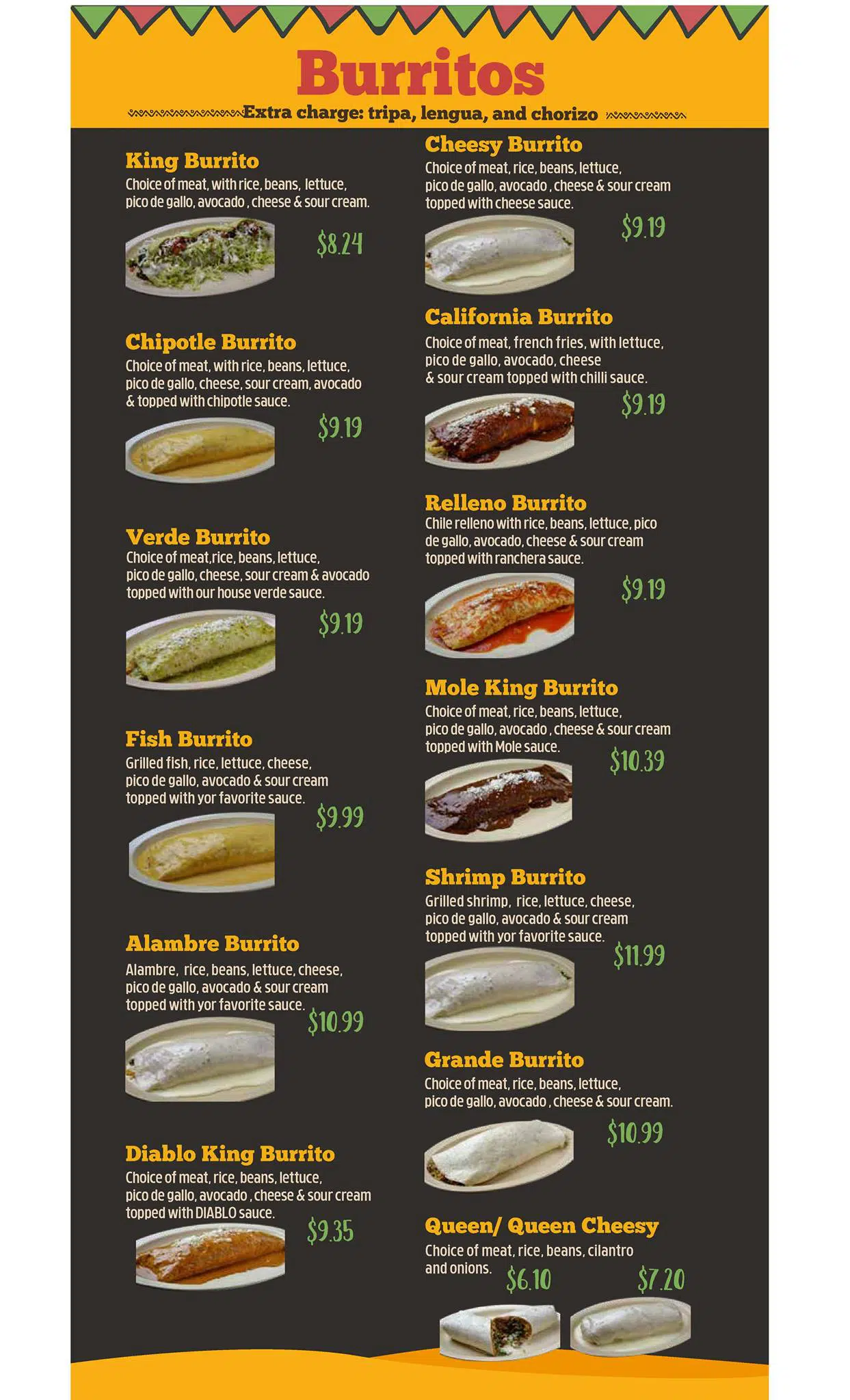 King Burrito - Menu